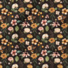 Charlotte Spaced Flowers (Dark) | Botanical Fabric Design | Cate and Rainn